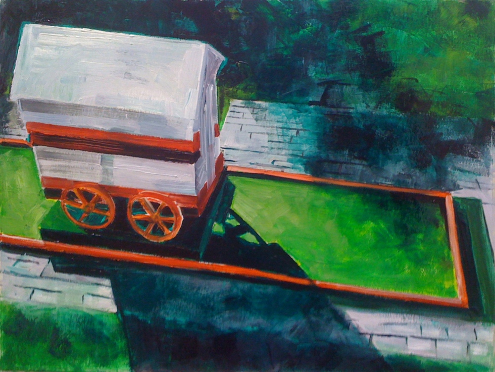 // Bruno Truyts // visual artist // - Sideways. Mini golf house - 50 X 70 cm - Acryl & oil on board