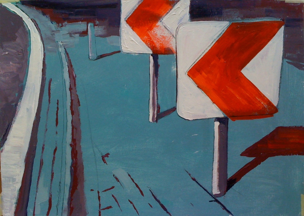 // Bruno Truyts // visual artist // - Sideways. Red sign - 50 X 70 cm - Acryl & oil on board