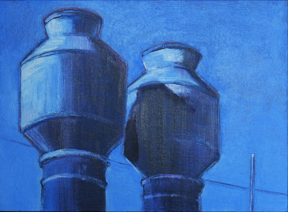 // Bruno Truyts // visual artist // - Industrial heritage/Watertanks Antwerp Nord - 30 X 40 cm - Acryl & oil on board - 2017