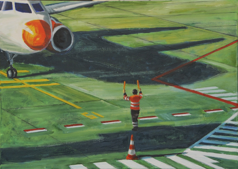 // Bruno Truyts // visual artist // - At work. Airport Berlin - 50 X 70 cm - Acryl & oil on canvas - 2012