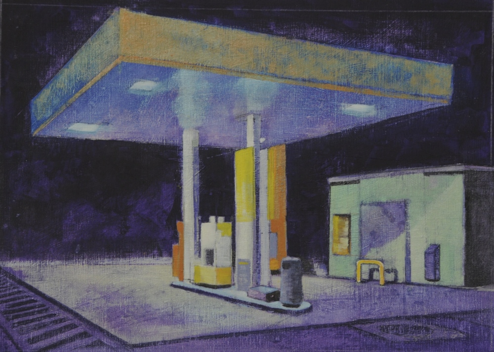 // Bruno Truyts // visual artist // - Gas station by night - 47 X 65 cm - Acryl & oil on canvas - 2013