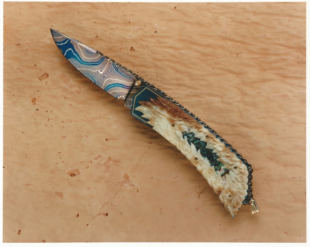 The Art of Van Barnett - Early Fall - mid 1990s. Some of the first full color bluing with the blues and purples. This piece and the dagger Living Proof both had full color blades, and got a huge amount of press around the world in the 90s.