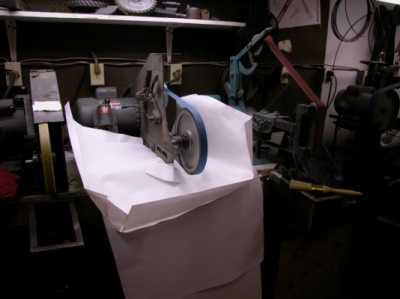 The Art of Van Barnett - Dust catching set up, we used white paper so the gold dust could be seen, and then easily recovered.
