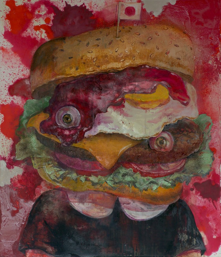 Manami Takamatsu - Ich möchte abnehmen aber ich möchte essen., 2013, Ölfarbe auf Leinwand, 70×60cm