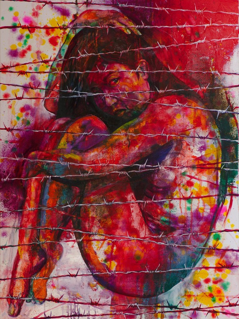 Manami Takamatsu - die Grenzlinie 2013, Ölfarbe auf Leinwand, 80×60cm