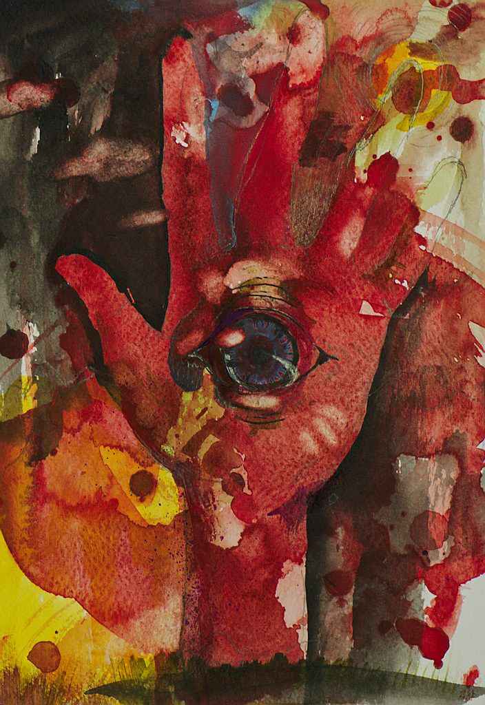 Manami Takamatsu - die rote Welt 2013, Wasserfarbe auf Papier, 25×17,5cm