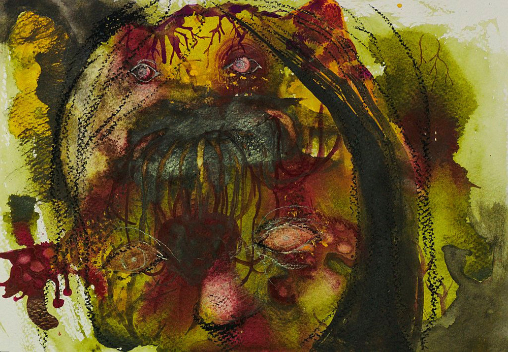 Manami Takamatsu - Herrschaft des Unbewustsein 2013, Wasserfarbe und Wachsmalstift auf Papier, 25×17,5cm
