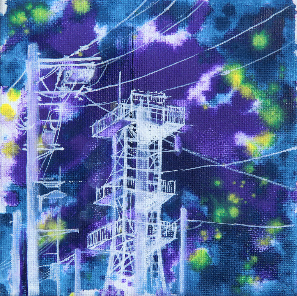 Manami Takamatsu - eine Sommernacht 2015, Ölfarbe auf Leinwand, 15×15cm