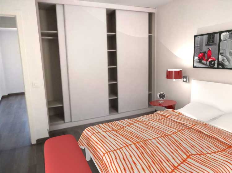 arqestudiBOMON - DORMITORIO / BEDROOM Mobiliario: cama Nordli de IKEA, banco Repos & Grand Repos de Antonio Citterio (VITRA), lámpara de pared Phoebe de LIRA, y mesita Tod de Todd Bracher (ZANOTTA). Furniture: Nordli bed by IKEA, Repos & Grand Repos bench by Antonio Citterio (VITRA), Phoebe wall lamp by LIRA and Tod Table by Todd Bracher ( ZANOTTA).