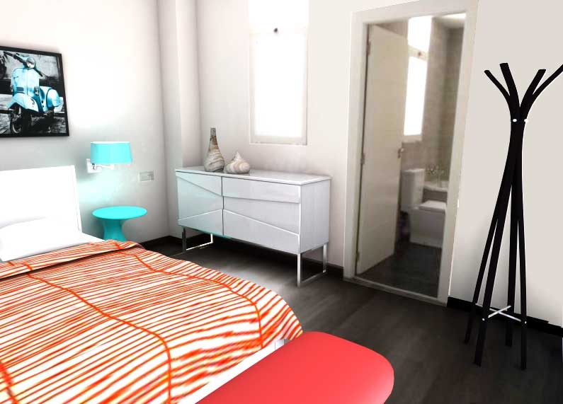 arqestudiBOMON - DORMITORIO / BEDROOM Mobiliario: cómoda White Secret y perchero Libra Bonded Leather Brown de KARE DESIGN. Furniture: Sideboard White Secret and Coat Rack Libra Bonded Leather Brown by KARE DESIGN.