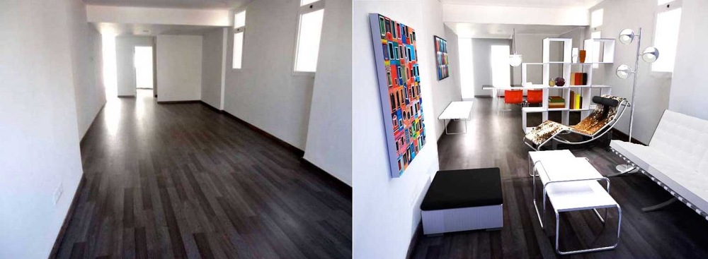 arqestudiBOMON - VISTAS SALÓN ANTES Y DESPUÉS / LIVINGROOM VIEWS BEFORE AND AFTER