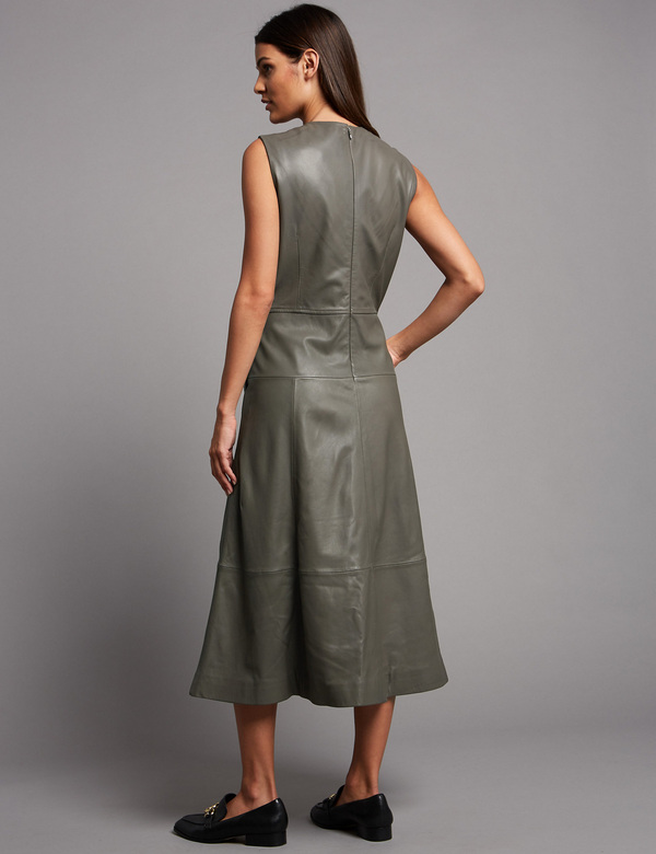 alc brown leather dress VEGAN LEATHER DRESS BROWN / XS