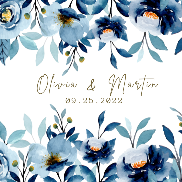 'Blue Greenery' Wedding Stickers