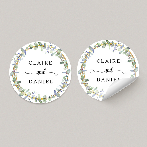 'Eucalyptus & Gold' Wedding Stickers