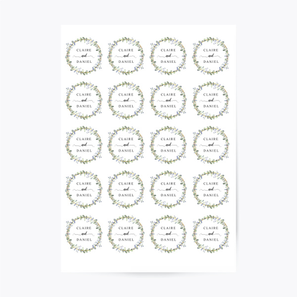 'Eucalyptus & Gold' Wedding Stickers