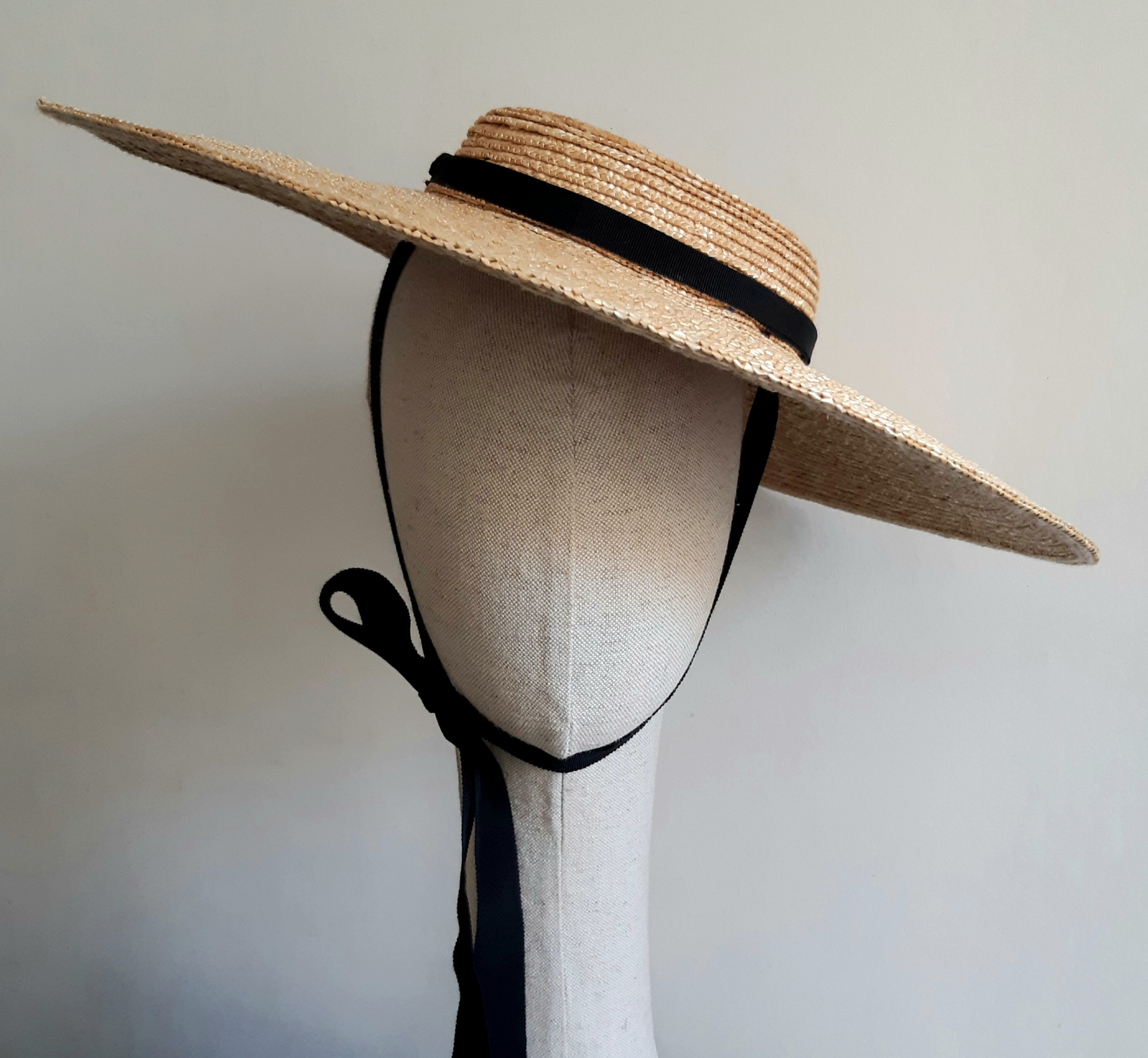 Wide Brim Hat Straw Hat Flat-topped Large Curved Brim Hat With