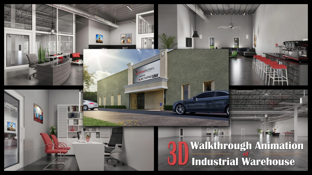 Yantram Studio - 3D Walkthrough Animation Of Industrial Warehouse Office 3D Interior Rendering Services by Architectural Modeling Firm, New York City – New York